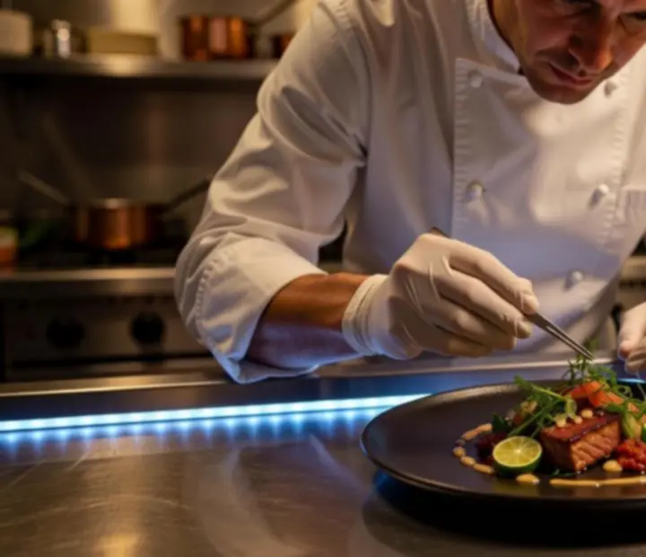 Guest chef plating a modern Australian dish at Ash & Ace Club
